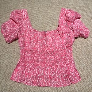 WAYF Smocked Waist Cap Sleeve Top